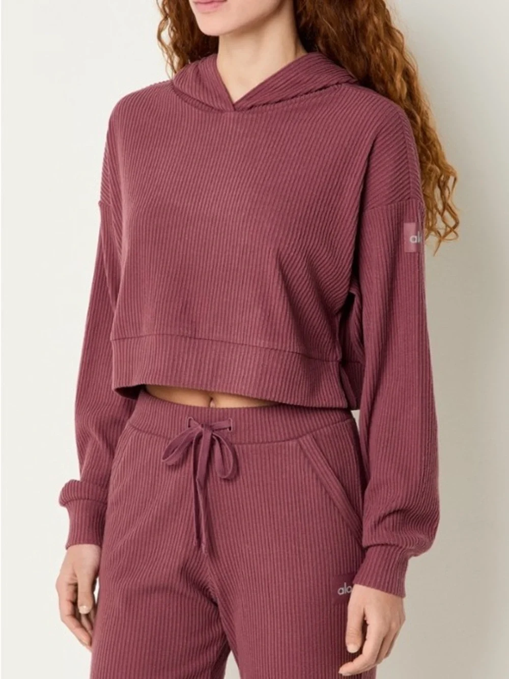 SET!! Alo Yoga Muse Ribbed Hoodie & Pants Set in Mauve